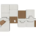 Modern Modular Sectional Sofa With White Cushions And Wooden Elements 3d model