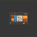 Miniature Landscape with Multi level Buildings Colorful Blocks and Toy Cars on Wooden Table