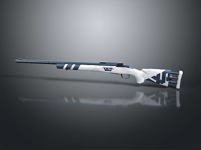 Modern White And Blue Rifle With WZ Logo And Long Barrel Design 3d model