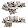 Soft Decorative Throw Pillows With Knitted Tassel Blanket On Comfortable Sofa 3d model