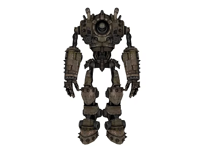 Rusty Mechanical Robot Game and Movie Character With Industrial Metal Armor Design 3d model