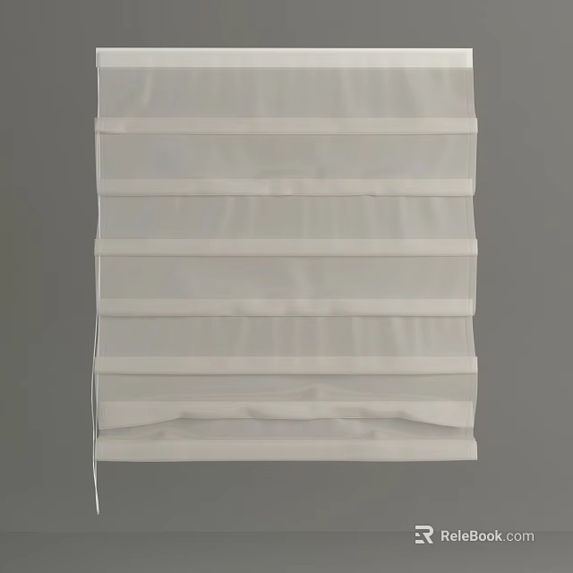 White Fabric Roman Blinds Featuring Elegant Layered Pleated Design for Home Interior 3d model 