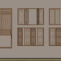 Wooden Lattice Window Designs With Various Open Closed States For Interior 3d model
