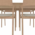 Minimalist Wooden Dining Table and Four Chairs Set with Rectangular Design for Home 3d model