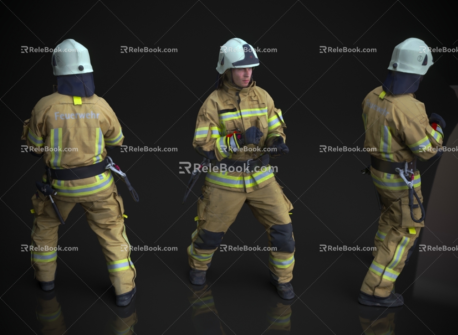 Figure Man Fireman Police Security Officer Construction Site Fire Fighting 3d model