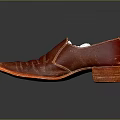Stylish Red Leather Pointed Toe Shoes With Block Heel And White Lining