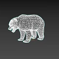 Detailed Realistic Brown Bear Standing With Open Mouth On Gray Background