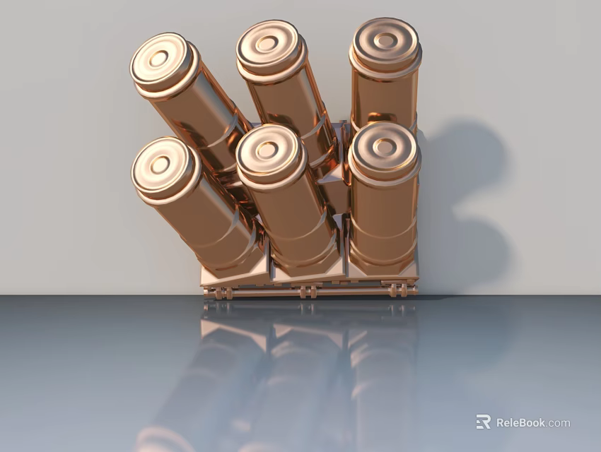 Modern Copper Swing Door Featuring Metal Bracket On Smooth Reflective Surface Design 3d model 