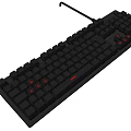 Black Wired Mechanical Keyboard With Red Backlit Keys And Full Size Layout