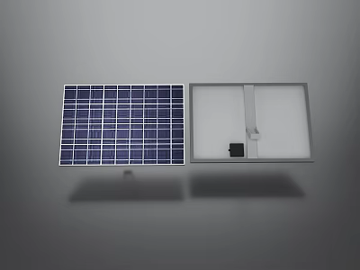 Solar Panel With Front Grid Pattern And Back Component Structure 3d model