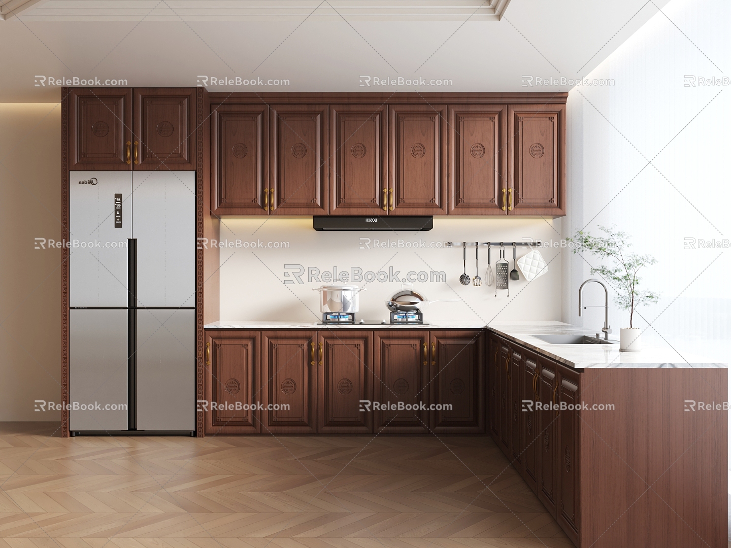 New Chinese Kitchen Chinese Kitchen Cabinet High Cabinet Floor Cabinet 3d model