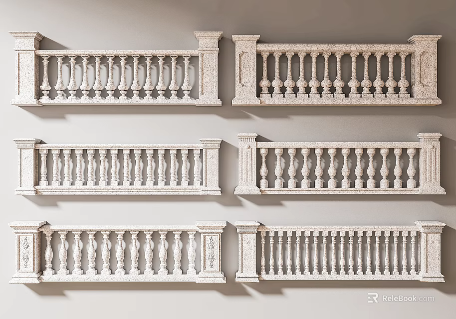 Stone Balustrade Designs For Architectural Decoration 3d model 
