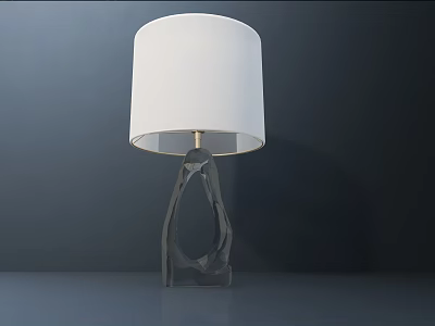 Modern Table Lamp With White Shade And Gray Abstract Base Design 3d model