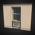 Building Exterior Wall With Textured Surface Window And Air Conditioning Unit 3d model