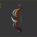 Striking Red And Silver Metallic Bow Weapon With Modern Streamlined Design And Glossy Finish