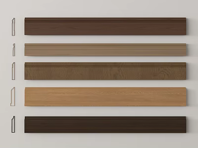 Different Types of Wooden Decorative Molding With Various Colors And Wood Grain 3d model
