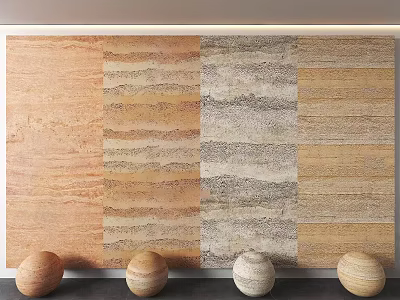 Natural Textured Wall Paneling With Multi Colored Wooden Patterns And Decorative Spheres 3d model