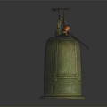 Antique Bronze Bell Musical Instrument With Decorative Top And Red Striker