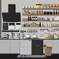 Modern Kitchen Dinnerware Set With Open Shelves Cabinets And Storage Space 3d model