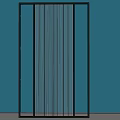 Modern Interior Partition Design With Teal Frame And Ribbed Glass Panel 3d model