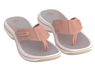 Casual Pink And Gray Flip Flops With Adjustable Straps And Wave Pattern Soles 3d model Casual Pink And Gray Flip Flops With Adjustable Straps And Wave Pattern Soles 3d model
