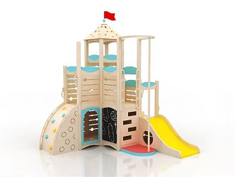 Modern amusement equipment wooden area corner game 3d model