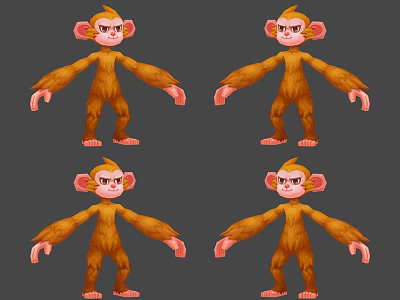 Animated Monkey Game Character 3D Model With Multiple Angles And Poses 3d model