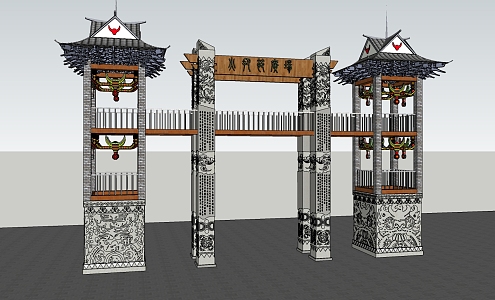 Ethnic Gate Yi Gate 3d model