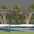 Modern Pavilion Clouds Shape Letter Double Head Pavilion 3d model