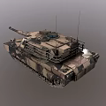 Military Tank With Camouflage Paint Long Cannon Barrel Antennas And Tracks