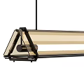 Modern Rectangular Pendant Lights With Black Metal Frame And Beige Shade 3d model