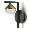 Modern Wall Lamp Design With Black Metal Frame Marble Base And Glass Shade