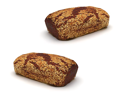 Fresh Whole Grain Bread Loaves With Sesame Seeds And Crusty Brown Surface 3d model