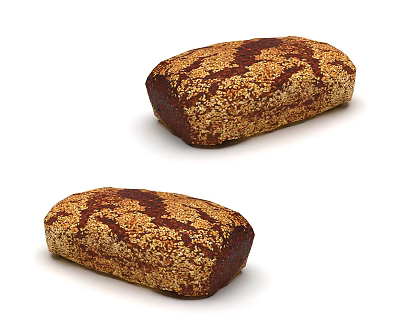 Fresh Whole Grain Bread Loaves With Sesame Seeds And Crusty Brown Surface 3d model