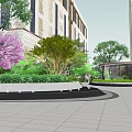 Garden Landscape Design Between High Rise Buildings With Green Areas And Paths