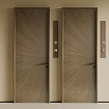 Modern Brown Wooden Security Door With Elegant Grain Pattern And Handle 3d model