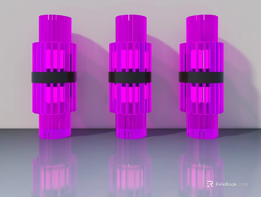 Purple Swing Doors Featuring Black Straps For Modern Home Interior Design 3d model 