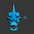 Game Movie Characters Featuring Blue Crocodile And Small Blue Character With Yellow Hat Red Spear