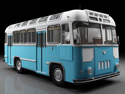 Vintage Blue And White Bus With Classic Exterior Design And Retro Windows 3d model