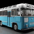 Vintage Blue And White Bus With Classic Exterior Design And Retro Windows