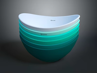 Oxo Stackable Dinnerware Set Featuring White to Green Gradient Bowls Design 3d model