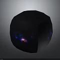Unique Wooden Stone Polyhedral Sphere With Black Surface And Starry Sky Blue Pink Design