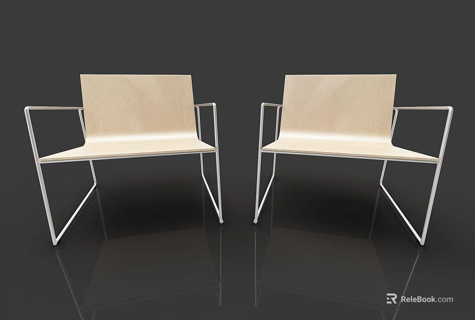 Modern Leisure Chairs With Light Colored Seat Backrest And Silver Metal Frame 3d model 