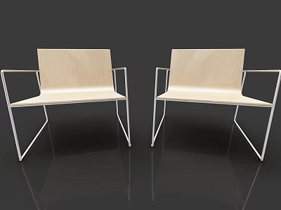 Modern Leisure Chairs With Light Colored Seat Backrest And Silver Metal Frame 3d model