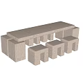 Modern MONOLITH Dining Table and Chair Combination Stone Dining Table Dining Chair Tea Table 3d model