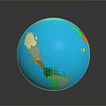 Shiny Blue Globe 3D Model With Vibrant Colored Continents On Dark Background