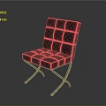 Modern Black Leather Chair With Square Padded Seat Tufted Backrest And Cross Metal Legs