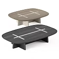 Modern Oval Coffee Tables With Cross Patterns In Black And Wooden Finishes