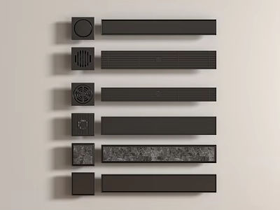 Various Black Decorative Stripes And Panels With Different Textures And Patterns 3d model