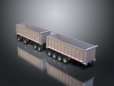 Two Light Colored Dump Trucks With Multiple Wheels And Open Cargo Beds 3d model